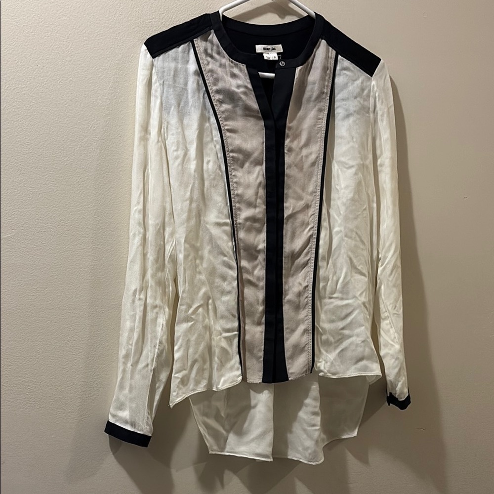 Helmut Lang Black and White Long Sleeve Button Down Shirt - size P (small)